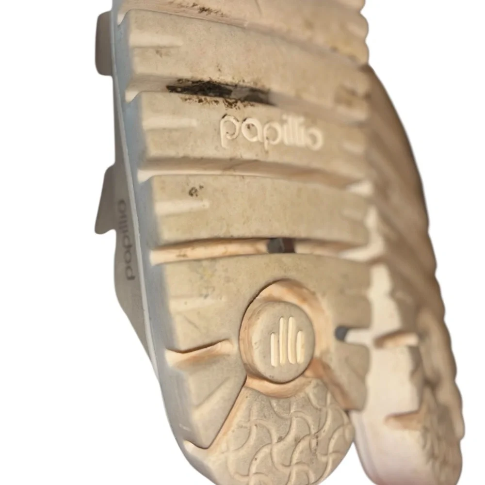 Birkenstock Papillio Chunky Platform Sandals in Beige with Rose Gold Buckles